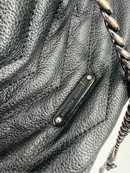 Rebecca Minkoff Black Quilted Leather Crossbody Bag Chain Strap - Picture 5 of 5